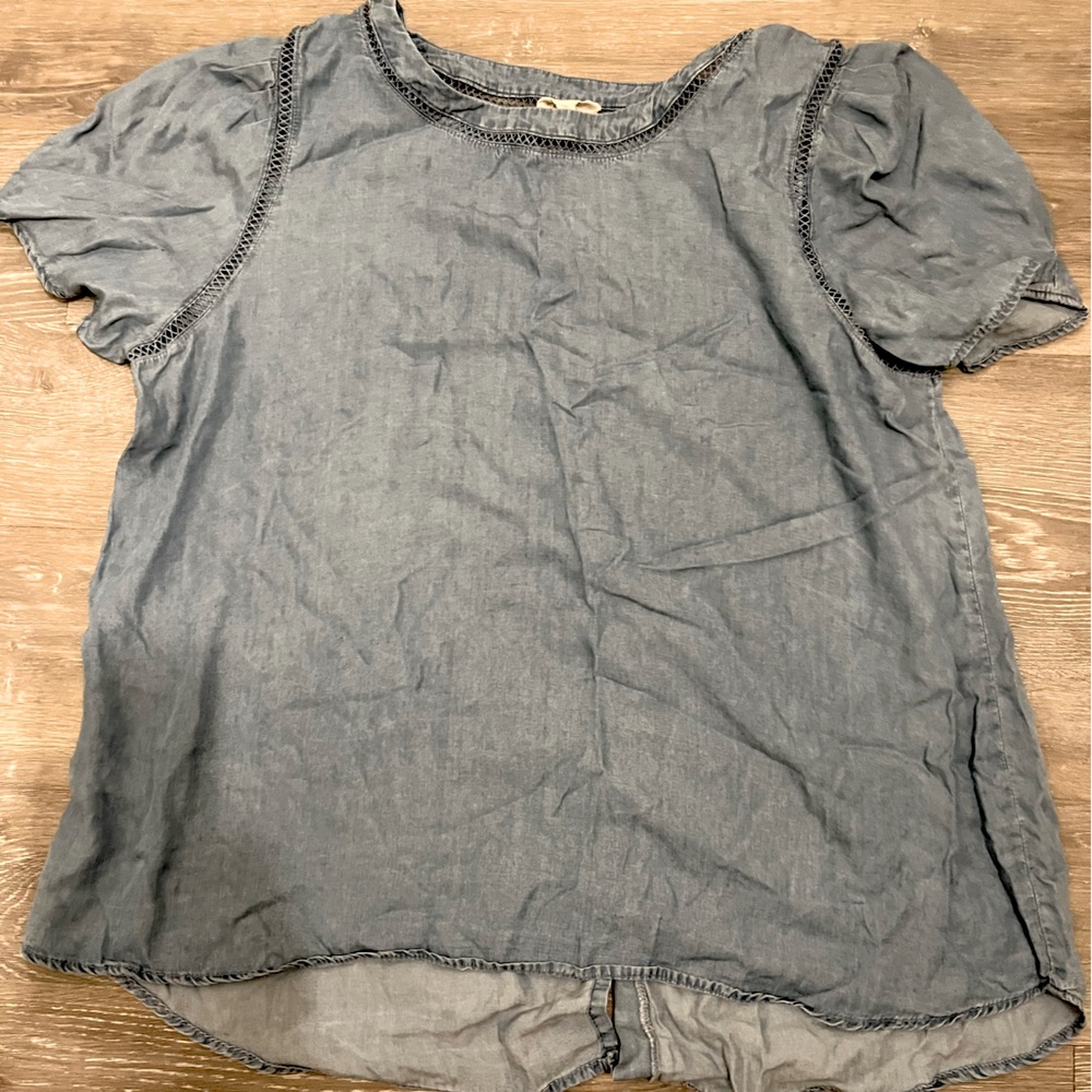 Denim Short Sleeve Blouse